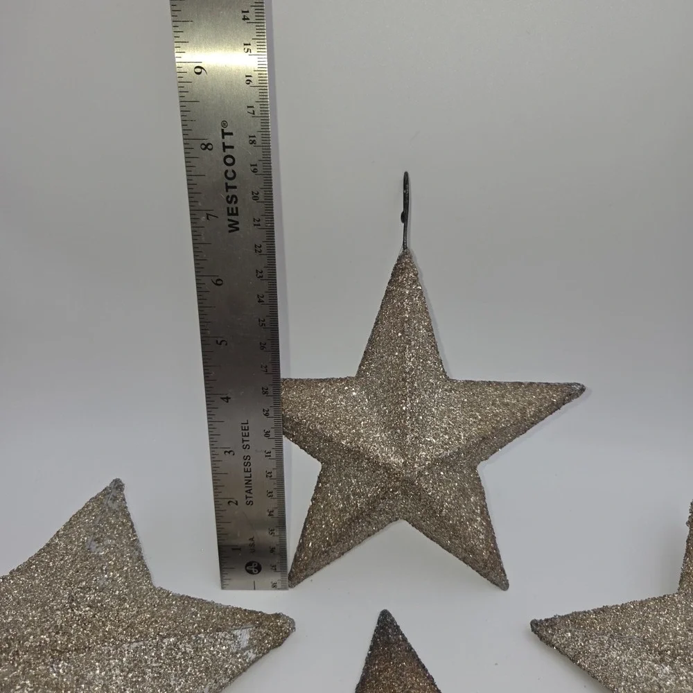 Lot of 4 Christmas ornaments Wendy Addison Stars Cannon Falls silver glitter